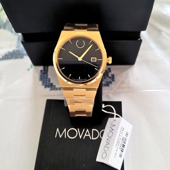 Movado Men's Bold Quest Sunray Gold Black Dial Swiss Watch - Picture 2 of 9